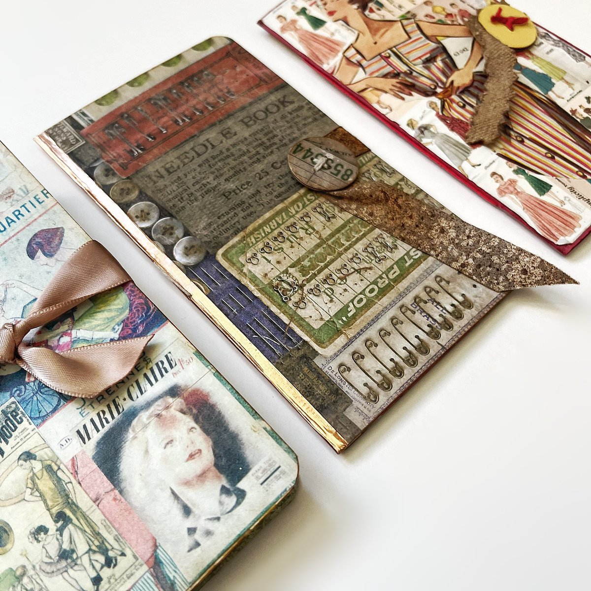 LeCafeCraft's tweet photo. Handmade Stylish Needle Books! 
#crafter #sewing #practicalcrafts #collageart #art #buttons #Retro #vintage #handmade https://t.co/lyDCBREIq8