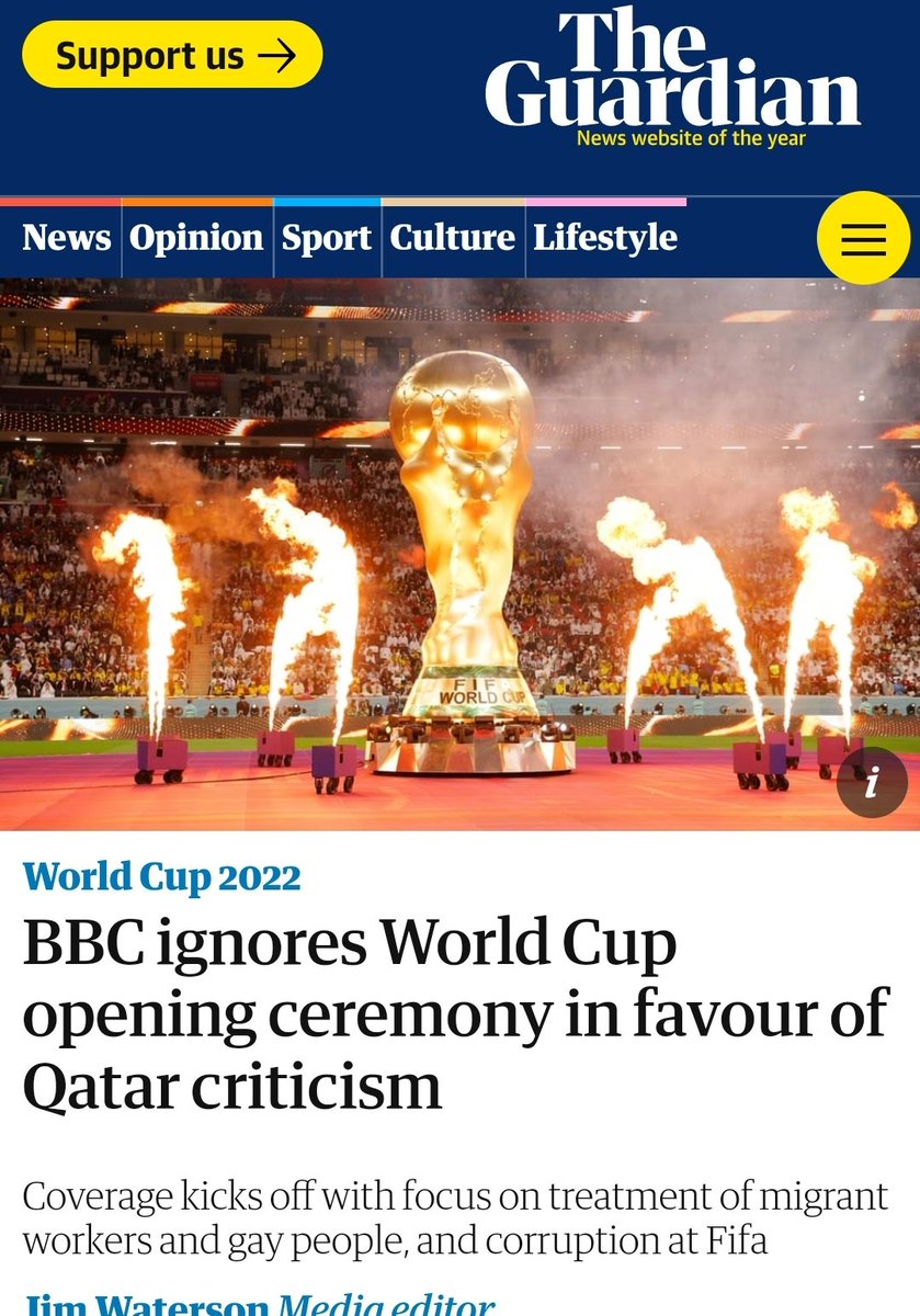 The BBC has never boycotted a World Cup opening event until now, when it was hosted by the first Muslim Arab nation.

Shameful display by the British state mouthpiece.

Qatar should consider giving BBC the boot. 🥾💥

#FIFAWorldCup #BBC #Qatar2022