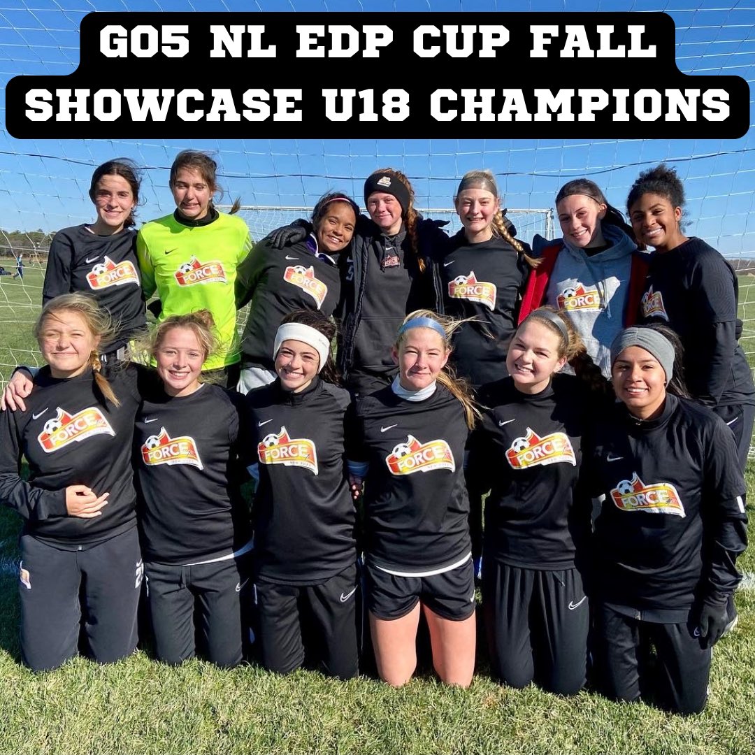 mwuscny's tweet photo. Force G05 NL took 1st place in the EDP Cup Fall Showcase’s top U18 bracket at Tuckahoe Turf Farm this weekend. The girls went unbeaten over both days and now look forward to their upcoming Fall events in NY and NC. Well done ladies! https://t.co/NkN5gzcfsW