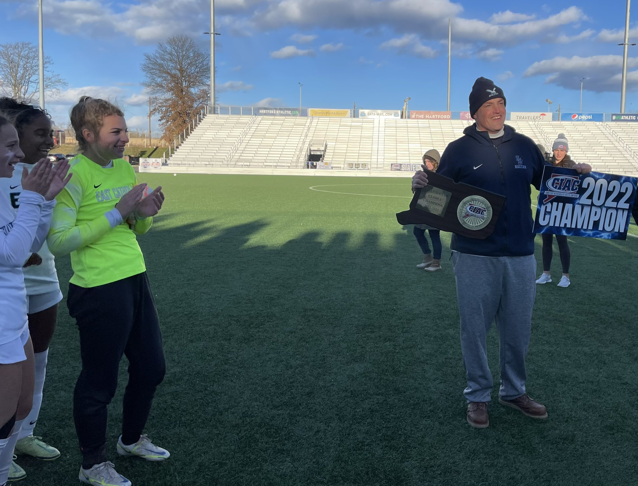 Lori Riley East Catholic Girls Soccer Coach Scott Raiola With The Class S Championship Trophy Ctgsoc T Co Qlwqonwmbf Twitter