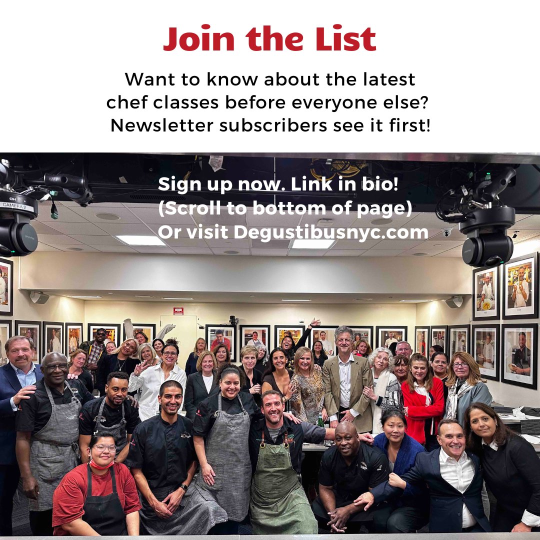 Want to know about the latest chef classes before everyone else? Newsletter subscribers see it first!

Sign up now. Link in bio! (Scroll to bottom of page). Or visit degustibusnyc.com