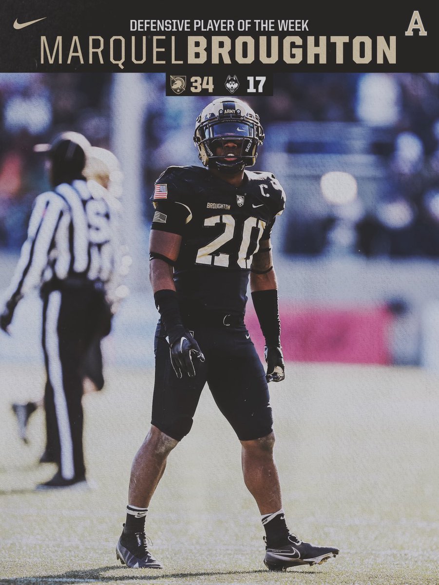 Jeff Monken (@coachjeffmonken) on Twitter photo Defensive Game Ball vs. UConn goes to Marquel Broughton. <a href="/ArmyWP_Football/">Army Football</a> #BuiltForTheBrotherhood #LastOfTheHard #BEATnavy! 🏴☠️ Defensive Game Ball vs. UConn goes to Marquel Broughton. <a href="/ArmyWP_Football/">Army Football</a> #BuiltForTheBrotherhood #LastOfTheHard #BEATnavy! 🏴☠️