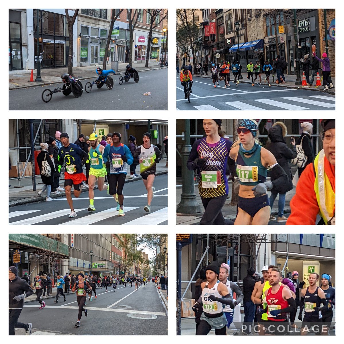 Fun watching Philly Marathon today. It was brutal wind for these guys. This women was first at mile 6.5 where I was watching and she ended up being the first female. Congrats to all the Philly finishers. You all are amazing . 🏃‍♀️🏁🥶😎