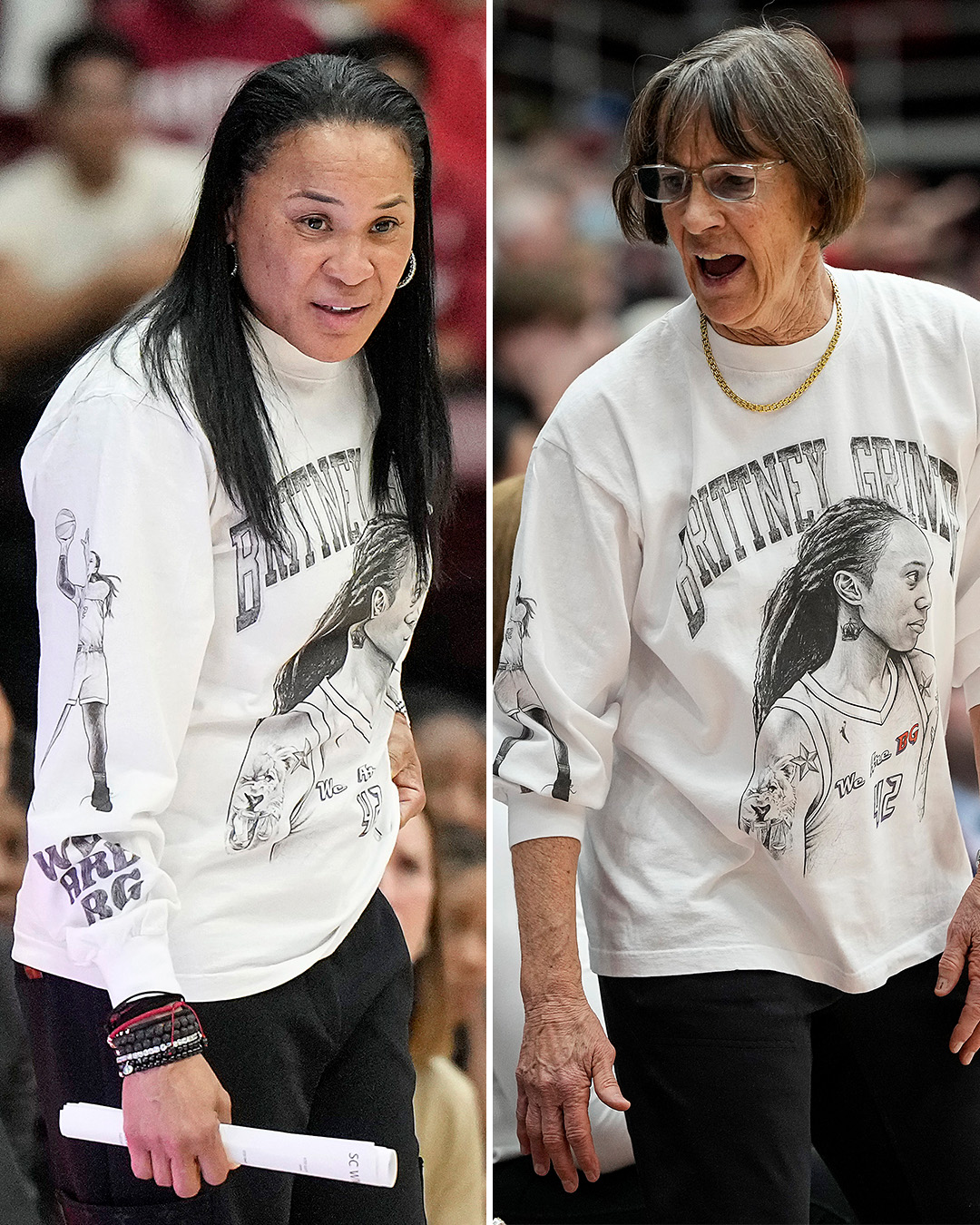 ESPN в Twitter: „Dawn Staley and Tara Vandeveer wore Brittney Griner shirts  during the South Carolina-Stanford matchup.  /  Twitter