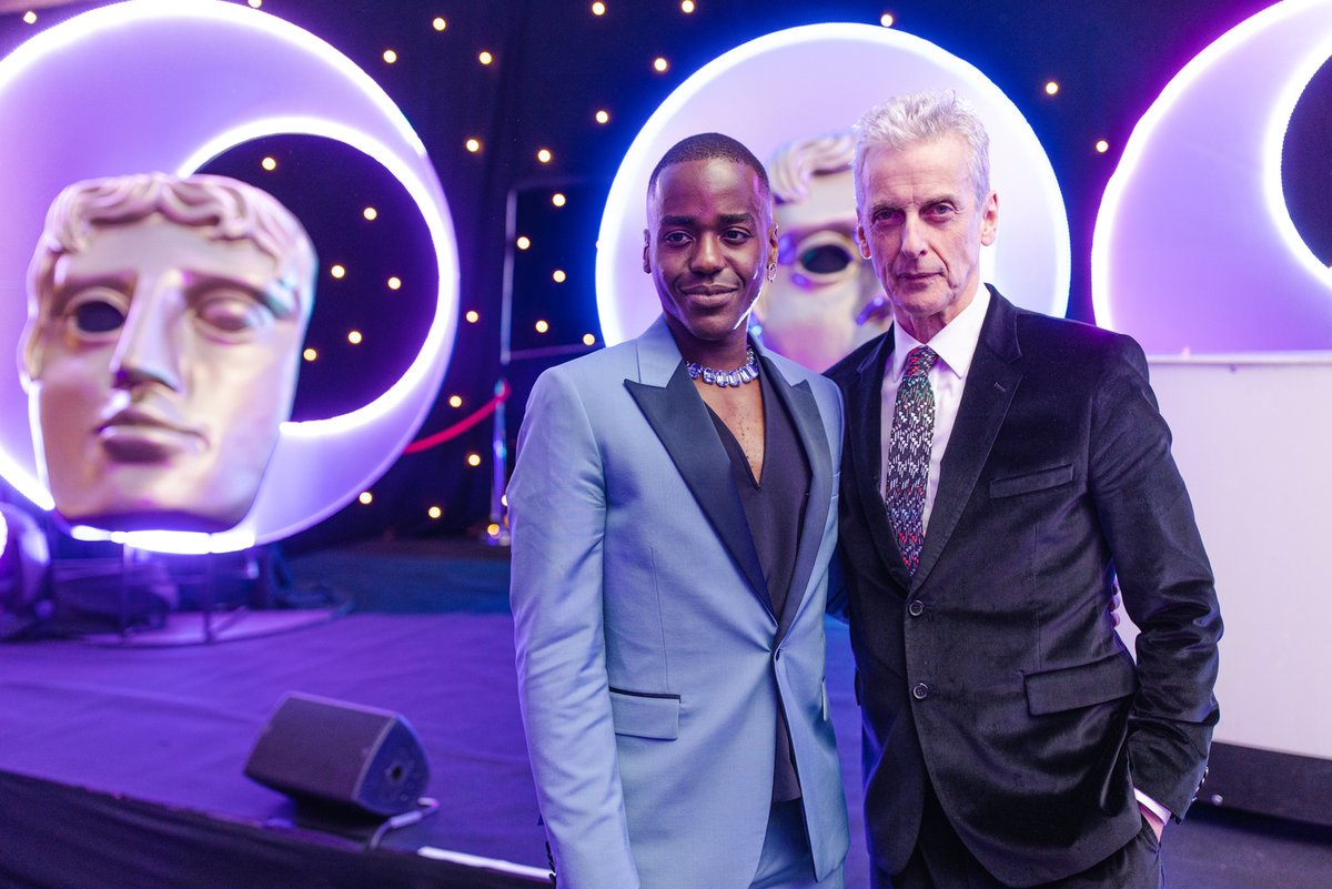 Ncuti Gatwa and Peter Capaldi pose for a picture at the BAFTA Scotland Awards 2022.