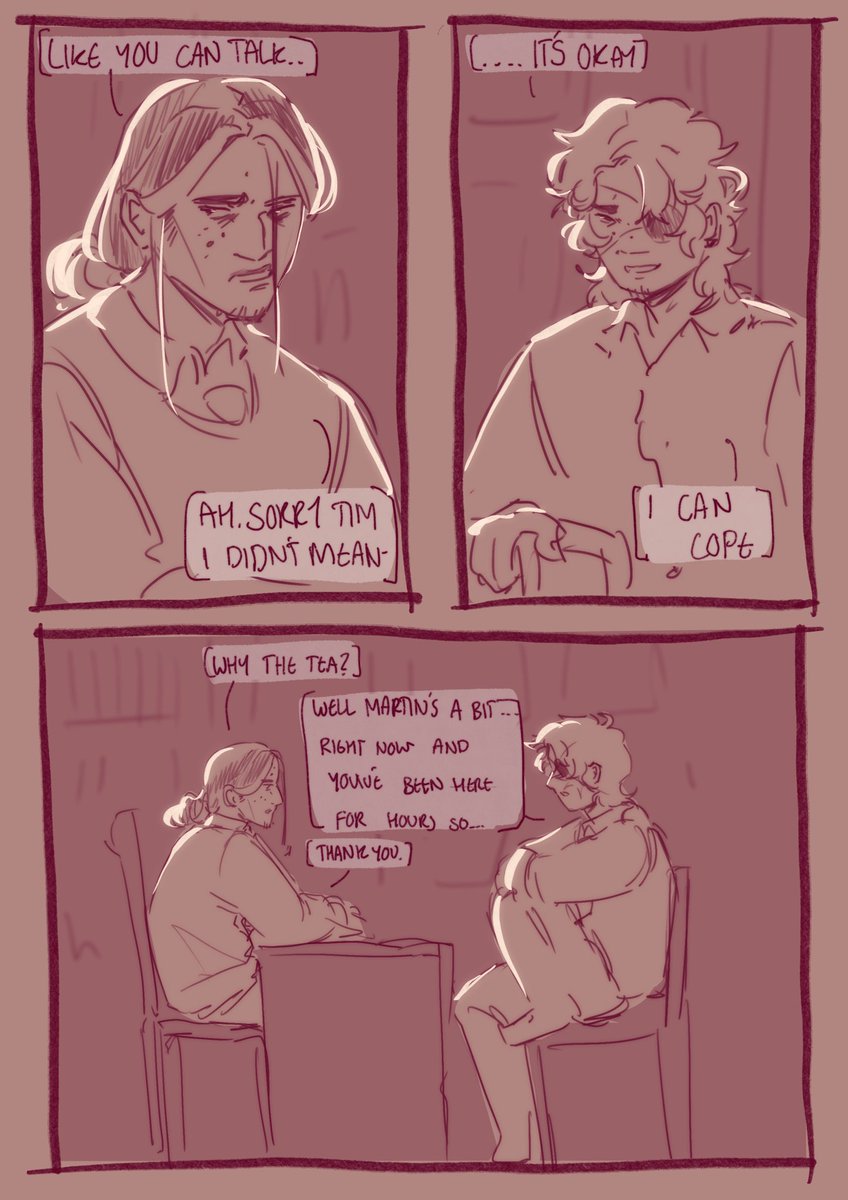 Tma spoilers// 
-
I like to think they would of reconciled if Tim survived the unknowing #tma #themagnusarchives #MagnusPod 
