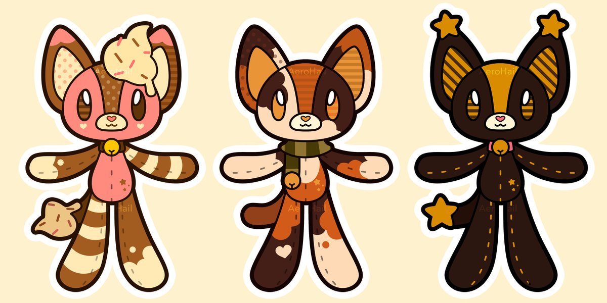 aerohail's tweet photo. Designed some Noopys!!

Magical Noopy is a cute plush and character by @kitycrylics!
Taffy (1st one) was supposed to be a noopsona but he's became his own Noop!

I wanted to design something using my 3 fave colour pallets! Neapolitan, Autumnal &amp; Black&amp;Gold! https://t.co/KAf2OxTczq
