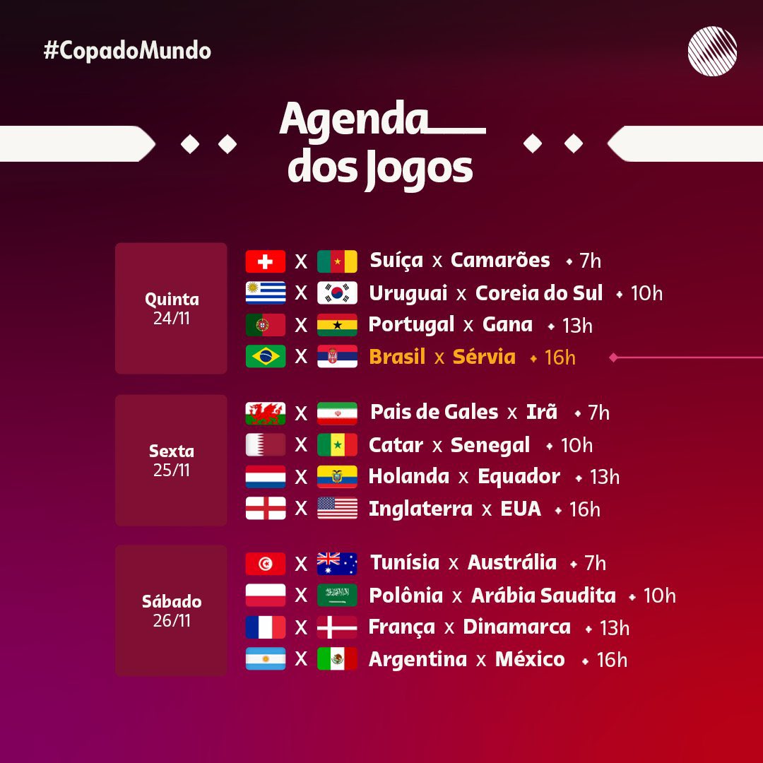 O Planeta news - Copa do mundo Qatar 2022 Calendário de jogos para