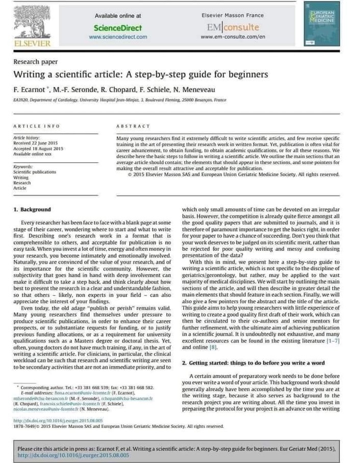 Very useful! How to write scientific article: Step by step guide for beginners 👏 sciencedirect.com/science/articl… #phd #research #researcher #AcademicTwitter @AcademicChatter