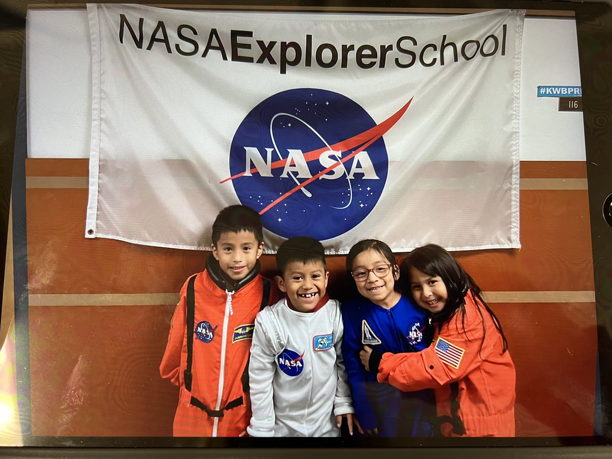 lsullivan's tweet photo. Students astronauts and NASA director celebrate launch of SLS @NASA_SLS rocket and Orion spacecraft @NASA_Orion as they imagine their own future missions to the moon and Mars! #KWBPride #NASAExplorerSchool @NASApeople @NASASTEM https://t.co/nkXn3iWpF7