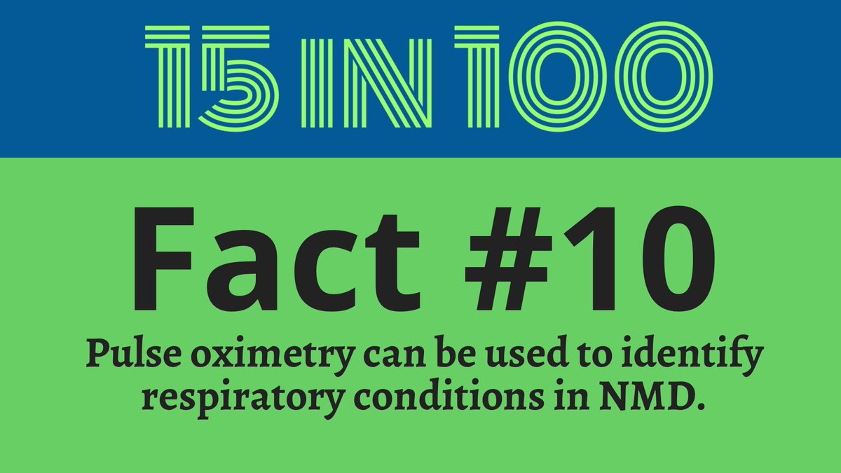 Pulse oximetry can be used as a tool to monitor one's self or a loved one with Neuromuscular Disease and can help to determine if a respiratory problem is present.  See details at breathenvs.com/basic-info-and… under the heading, "Oximetry Feedback Protocol."

#15in100
#15Facts