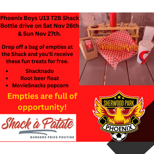 shackapatate's tweet photo. Shack bottle drive next weekend. The drinking ban at the World Cup doesn't apply if you're seeing it on tv😉. Please drop off your empties and pick up treats. #shackbottledrive #shackapatate #spdsa https://t.co/LUXWsgDDUV