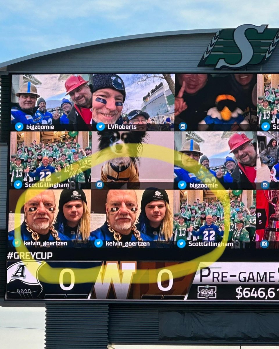 test Twitter Media - Big game. Outcome matters. But this matters most. Sharing this with family.  And Bomber fans. Making memories. And doing the stare down on the Rider Jumbotron!  Have fun whereever you are watching. #ForTheW  #Blessed https://t.co/J8xmP0t9K3