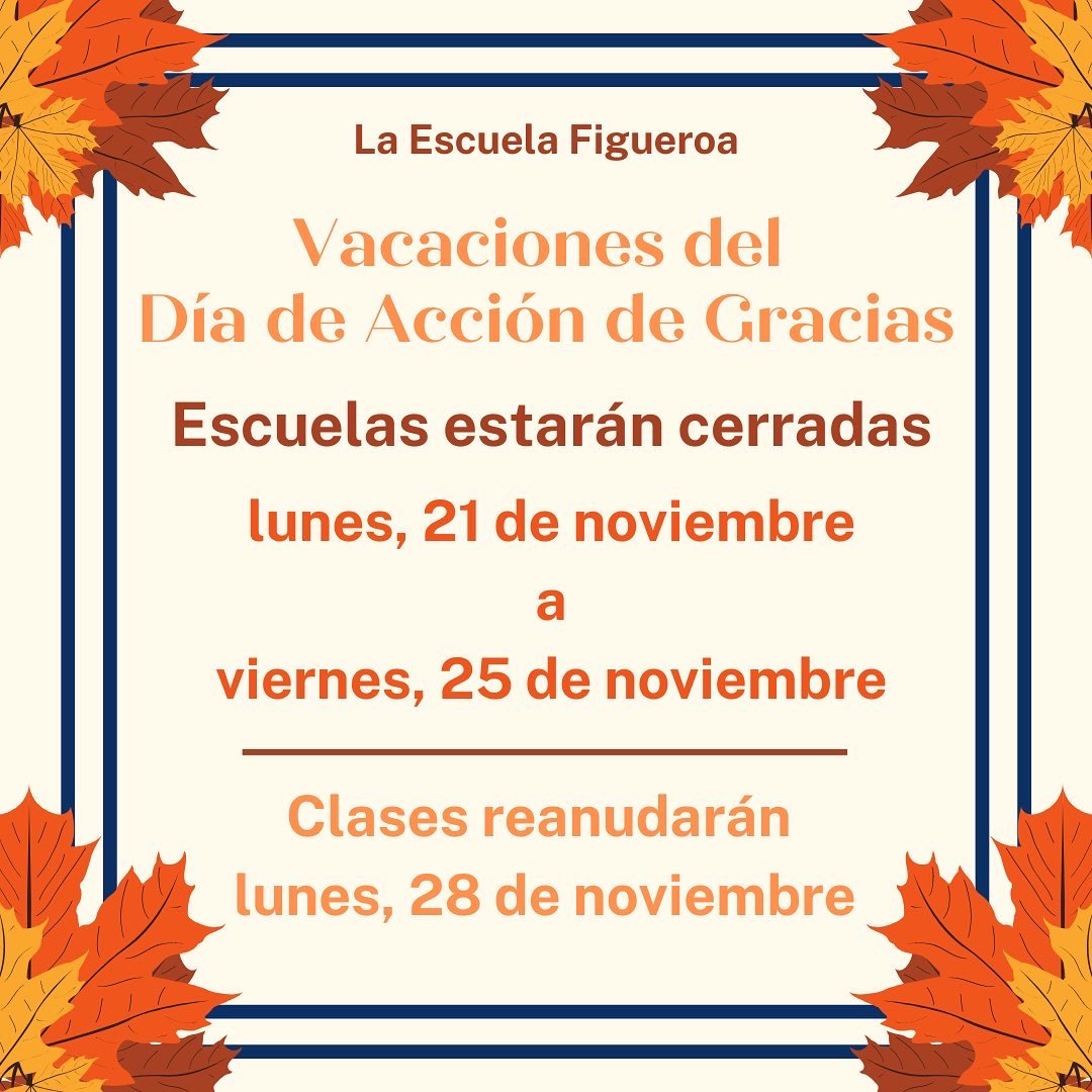 🍂🍁Enjoy your vacation Figueroa Dolphins! 

¡Disfrute de sus vacaciones Delfines de Figueroa! 🍂🍁