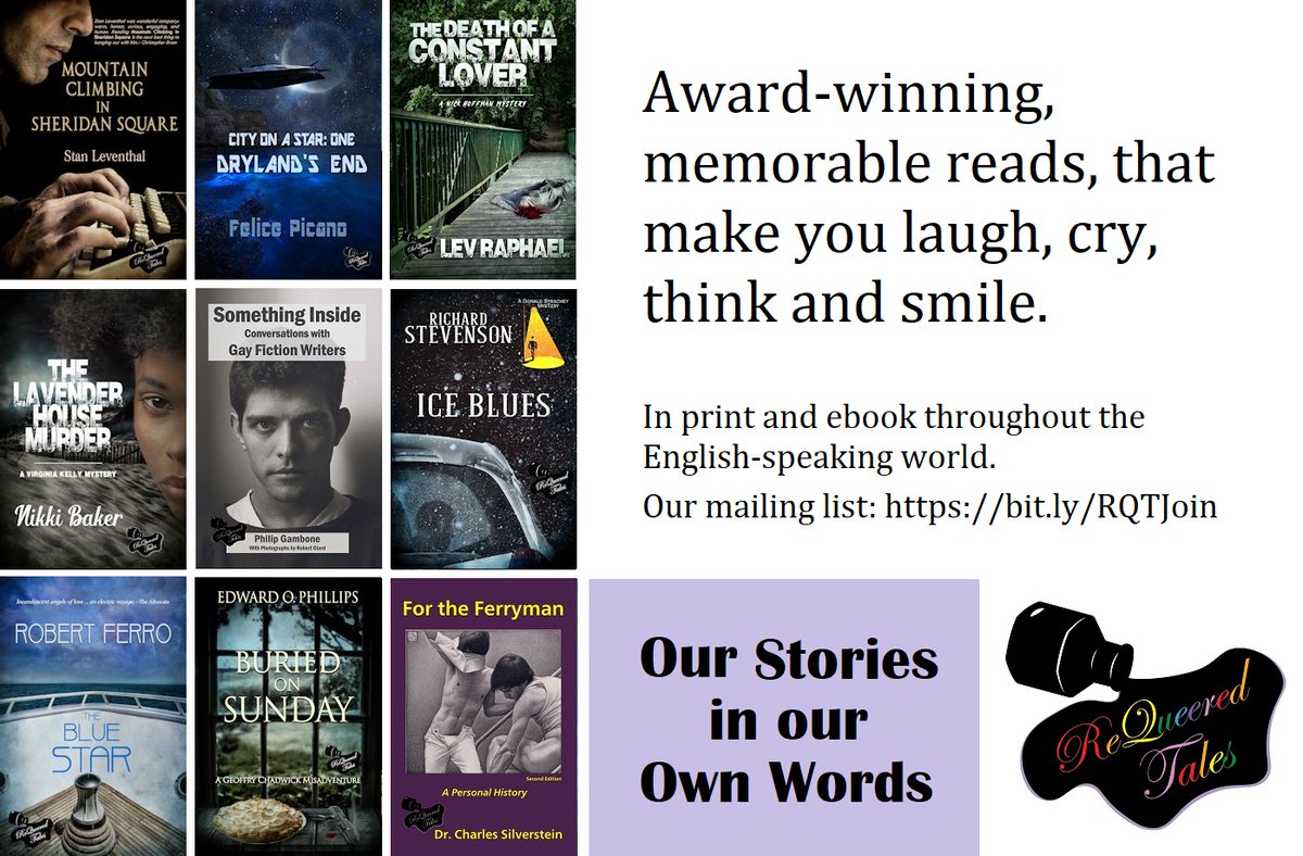 ReQueered's tweet photo. Robert Ferro ... Nikki Baker ... Stan Leventhal ... mystery, memoir/conversations and general fiction for all tastes.
US Bookshop: https://t.co/8jRS3p1KU7
Print catalog: https://t.co/3xaiMy7fBF
Ebooks: https://t.co/1hRYse7kmW
#gaylit #ourstories #ourwords https://t.co/Nld1WPOp0M