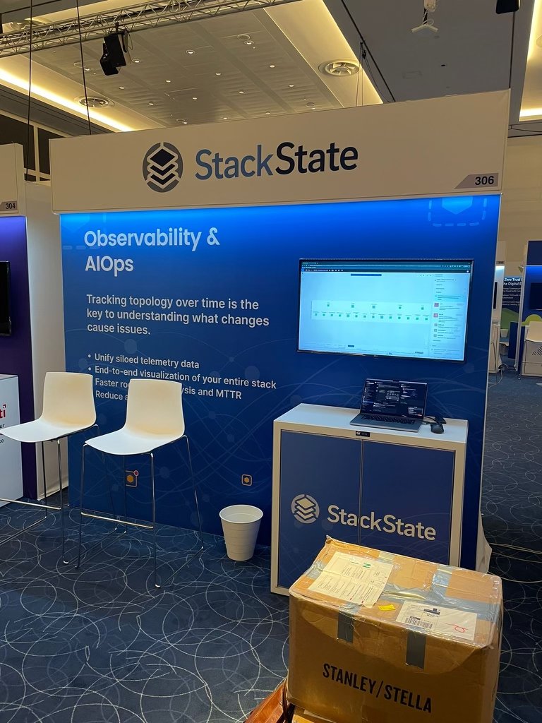 gostackstate's tweet photo. We are (almost) ready to welcome you to the #StackState booth 306 at #GartnerIO London! The Showcase Hall is in setup mode, but by tomorrow morning it will be ready. See you tomorrow for some great discussions about #observability, I&amp;O topics! Learn more: https://t.co/rf5Fn7VfgM https://t.co/jtUzMMgo94