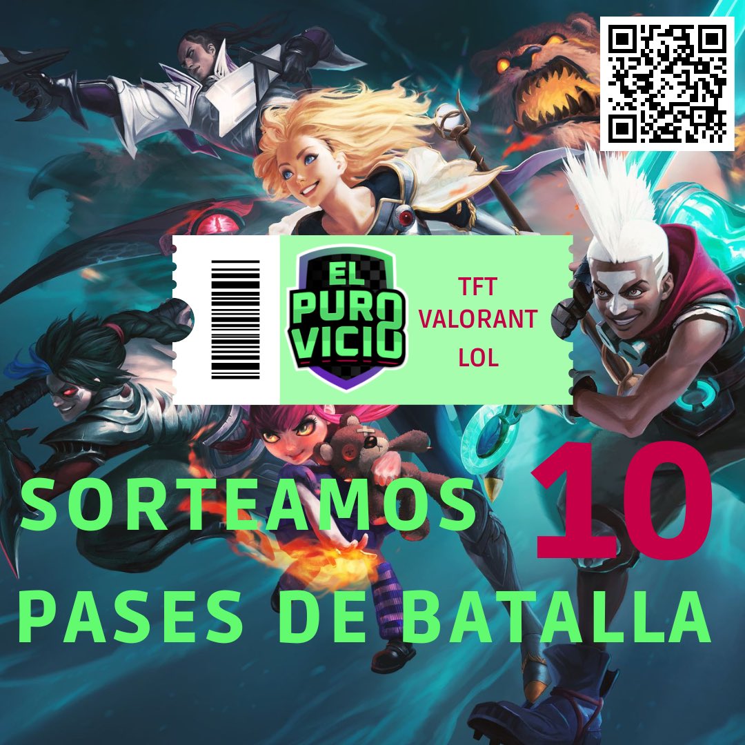 El Puro Vicio (@elpuroviciogg) on Twitter photo 🚨SORTEOAZO DE 10 PASES DE BATALLA DE #TFT , #VALORANT , #LOL o #MarvelSnap 🚨EL QUE TÚ ELIJAS
🎮 Para participar:
1️⃣- SEGUIR a <a href="/ElPuroVicioGG/">El Puro Vicio</a>
2️⃣- HACER RT y darle a ME GUSTA a este tweet.
⏰ Podéis participar hasta el 28/11/2022 a las 18:59. GANADORES en nuestro perfil. 🚨SORTEOAZO DE 10 PASES DE BATALLA DE #TFT , #VALORANT , #LOL o #MarvelSnap 🚨EL QUE TÚ ELIJAS
🎮 Para participar:
1️⃣- SEGUIR a <a href="/ElPuroVicioGG/">El Puro Vicio</a>
2️⃣- HACER RT y darle a ME GUSTA a este tweet.
⏰ Podéis participar hasta el 28/11/2022 a las 18:59. GANADORES en nuestro perfil.