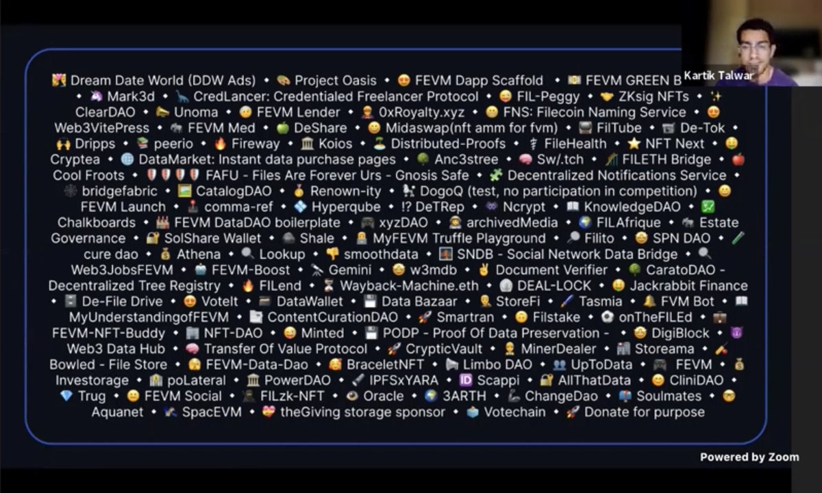 momack28's tweet image. Huge HUGE thank you to all the amazing hackers that spent their pre-Thanksgiving weekend diving into the #FEVM, stress-testing all the devtools &amp;amp; guides, and creating such cool projects to push forward exciting domains like #DataDAOs, @FilecoinSP loans, &amp;amp; more!

YOU ROCK!🙏🎉🚀