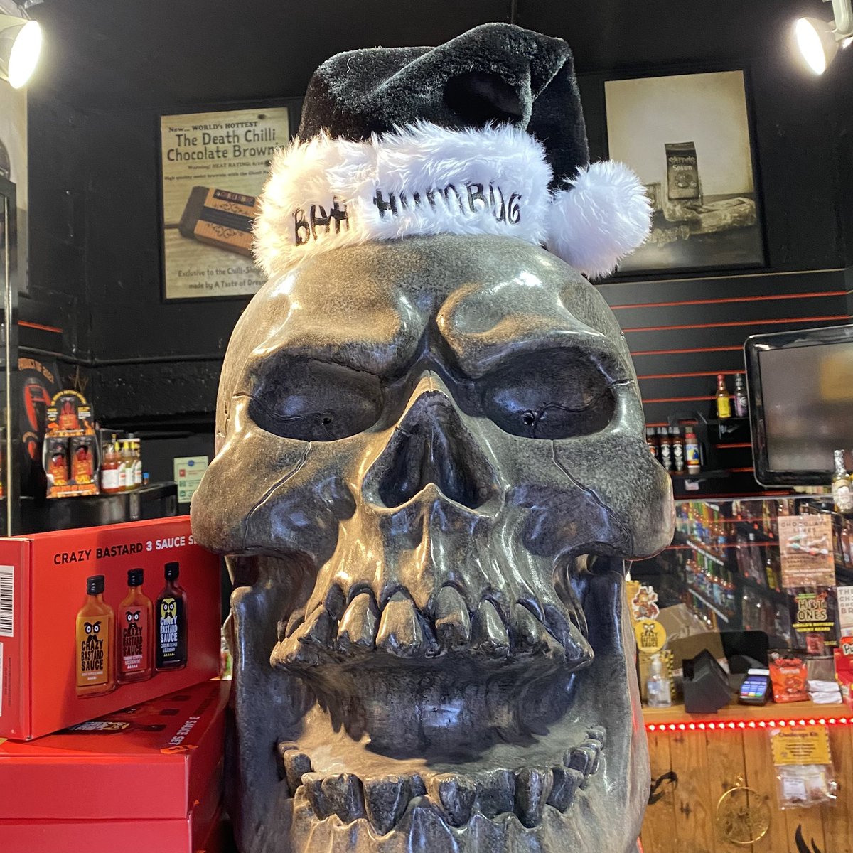 thechillishop's tweet photo. Bloke popped his head in the shop today, pointed at our giant skull and said 'best Christmas decoration I've seen'! Felt very proud π
Anyone else have an unusual decoration?
#indieshop #indiebusiness #shopwindowdisplay #christmasdecor https://t.co/LBaaCG1ZEd