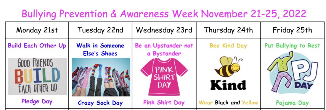 This week is Bullying Prevention &amp; Awareness week. Our theme this year is “Build Each Other Up”!