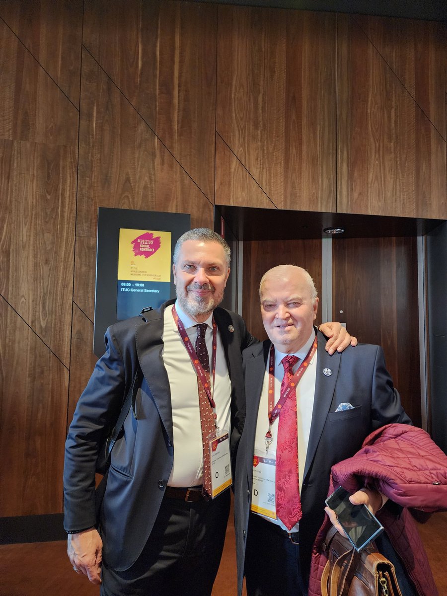 Rrjeti1's tweet photo. Congratulations to Mr. Luca Visentini as a new General Secretary of ITUC .
Mr. Gezim Kalaja - President of BSPSH Albania 
#ITUC22 https://t.co/GFMc0M9s3y