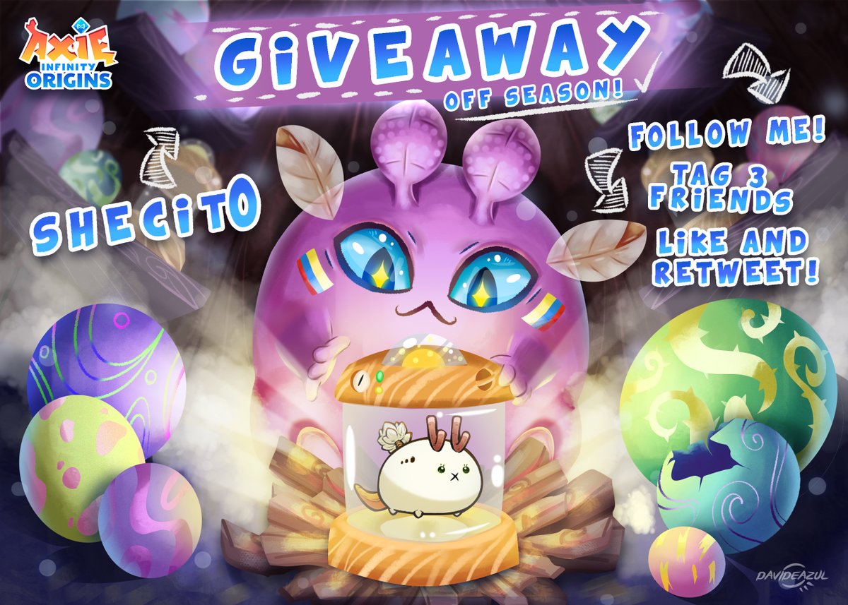 Durante la Off-Season de <a href="/AxieInfinity/">Axie Infinity</a> estaré sorteando Axies todos los días para la comunidad! 🎁🔥
Para participar:
1- Like💙, RT 🔁 y etiqueta 3 amigos 🏷️ 
2- Sigueme @shecit0 
El ganador se anunciará a las 02:00 (UTC) Aprox.
#AxieOrigins #AxieCreator