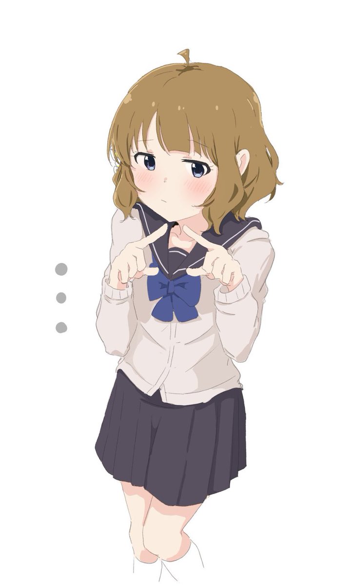 suou momoko 1girl solo school uniform white background simple background skirt brown hair  illustration images