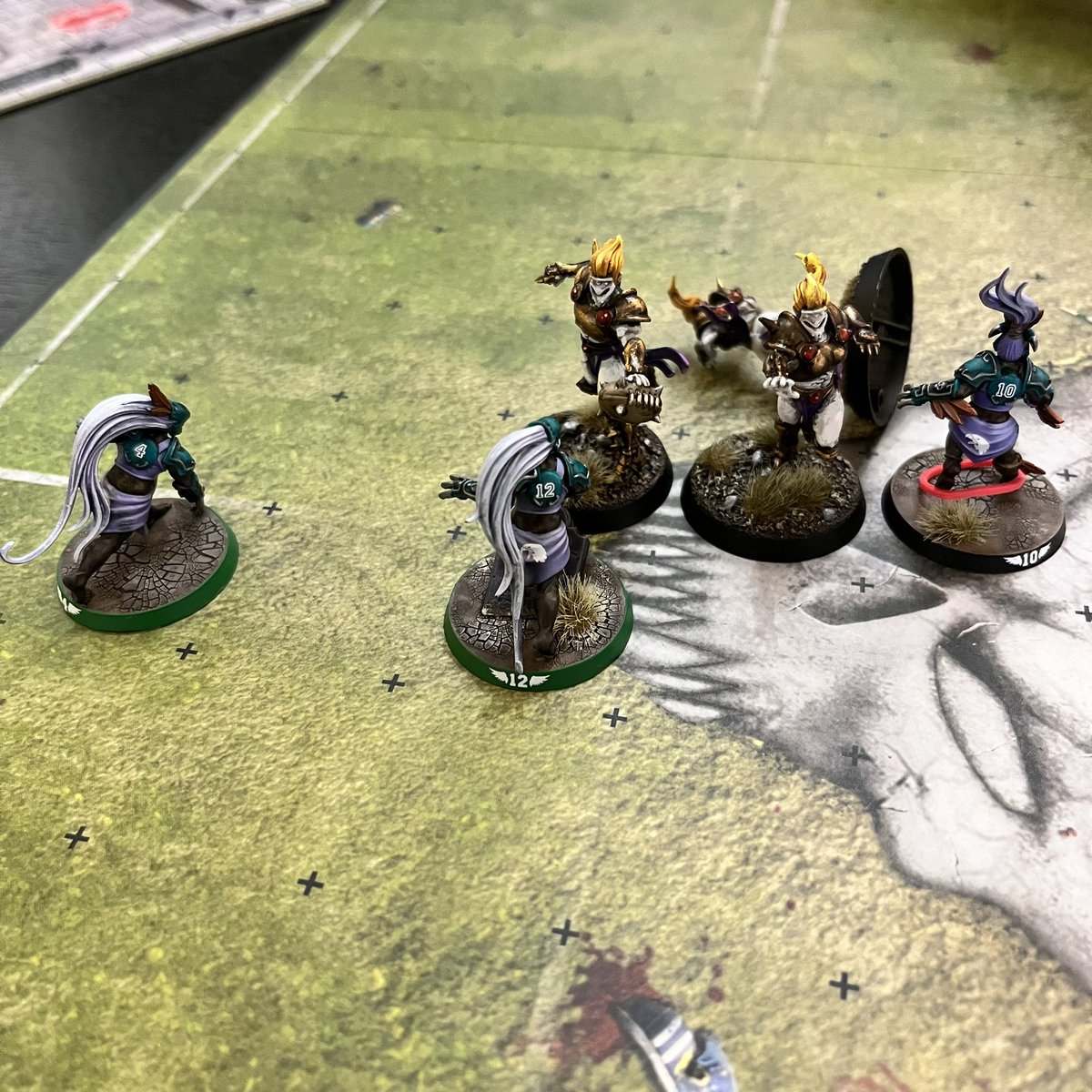 JipJipperson's tweet photo. The Pahuax Pythons (painted by @LittleGitPaints) finish up a three-game preseason #BloodBowl tour undefeated, ahead of @SAWBBL’s 21st season starting.

Really liking the new Amazons; was disappointed with the new Norse roster, but can see myself getting on well with the ‘zons. https://t.co/CH4G9trwc3
