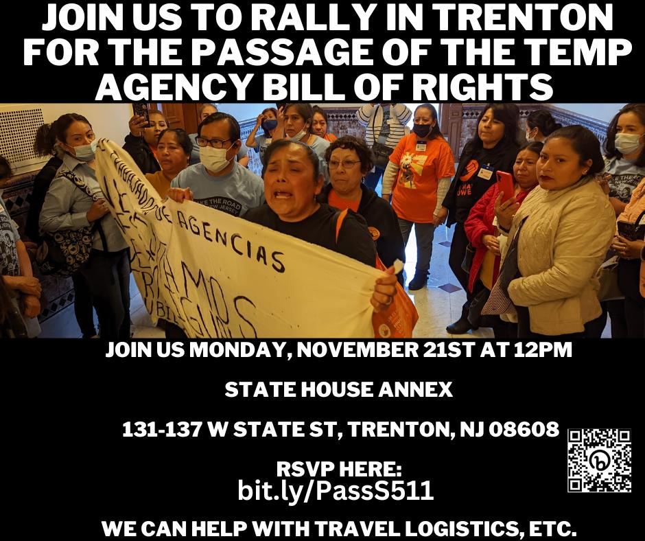 NewLabor's tweet photo. Hitting the streets because a #NewJersey temp worker bill of rights (S511) can't wait! Now's the time! #Yaeshora! See you in Trenton tomorrow Monday for rally and Senate vote! @TempEmployees @MaketheRoadNJ @CosechaMovement @NJAIJ @NJPolicy @ORNJ_Official @ruaaup @NationalCOSH https://t.co/qWkldUC35r
