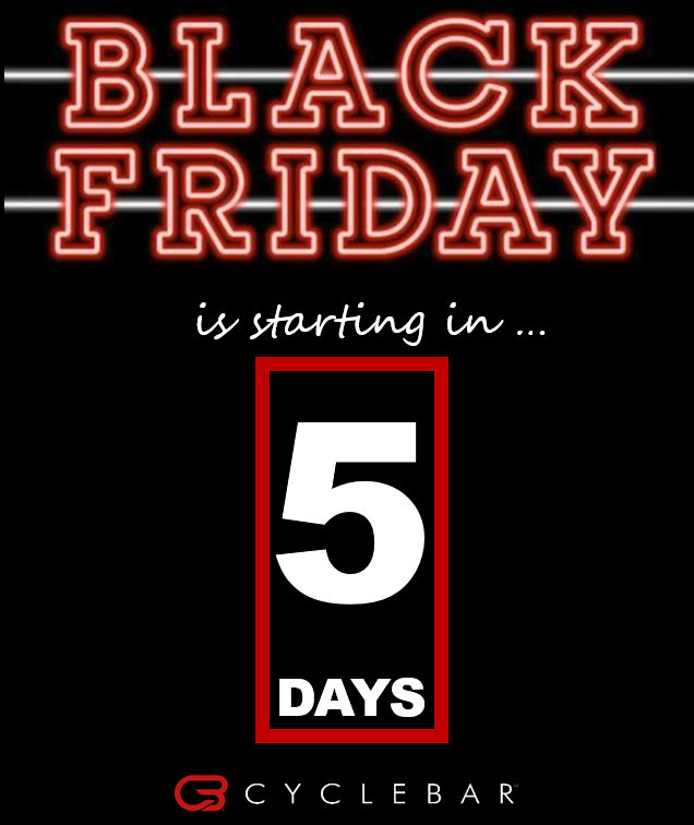 cb_davie's tweet photo. 🔊Black Friday Starts in 5 Days ⏳🖤💲
Don’t miss the chance to invest in yourself, while also enjoying Thanksgiving with your family &amp; friends!
Our BLACK FRIDAY SALE will start this coming Friday through the weekend 30%... year!
https://t.co/A5wOmrp5ch
.
.
.
.
.
.
#cyclebar https://t.co/0CnK72PNGP