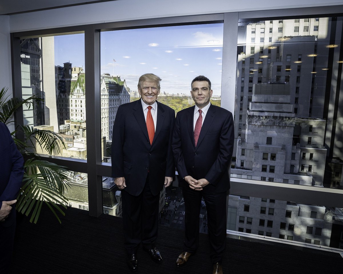 EricLiptonNYT's tweet photo. Here is former President Trump and Eric Trump earlier this month at Trump Tower in NY for the signing of this new deal with Saudi real estate company Dar Alarkan to be part of a $4 billion project in Oman. https://t.co/UK7nCP0Ric