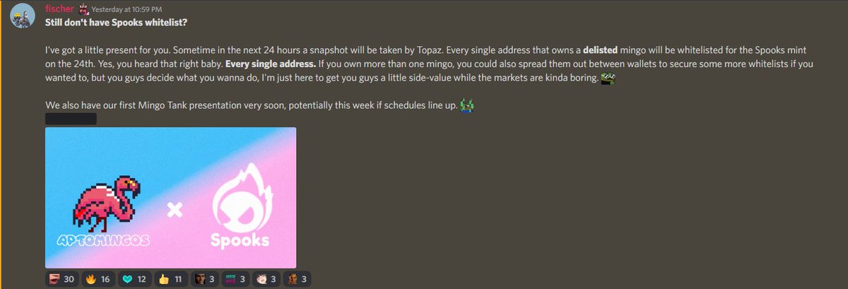 Aptomingos's tweet photo. Still don't have whitelist for @SpooksLand? Aptomingos got you covered. Read the announcement below to learn how every single Aptomingo holder will receive a whitelist for their project. 🥂 https://t.co/k3wVOXtKZc