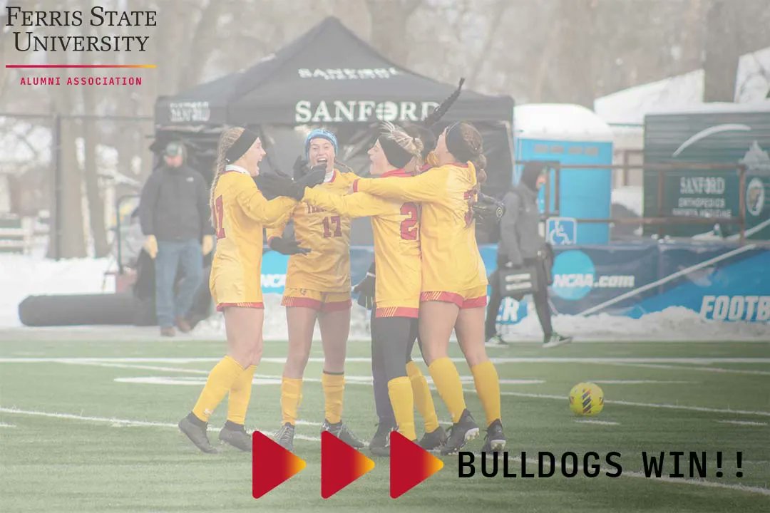 Victory! The Ferris State University Women's Soccer team topples Bemidji State 2-0 to move on to the National Semifinal game which will take place in Seattle, WA on December 1! Congratulations, Bulldogs! #FerrisForward #BulldogForLife #FERR1S