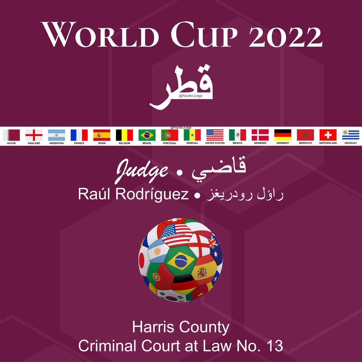 Happy #WorldCup 2022 Season! ⚽️🏆 From: قاضي راؤل رودريغز | @RaulforJudge 'The most prestigious tournament in the world. Taking place quadrennially, the FIFA Men's World Cup™ sees 32 nations compete against each other for the prize.' ~ @FIFAcom @FIFAWorldCup @fifacom_es #Qatar