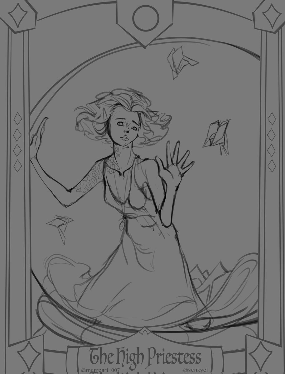 MerREart_007's tweet photo. Collab with @Senkyel_ !! 🥰🥰🥰
We each drew a sketch and then rendered each others! So Tuva drew the Queen of Swords and I chose The High Priestess and Tuva did the most beautiful render of it!!! Thank you so much for doing this collab
#artistcollab #tarotart #queenofswords https://t.co/cUJT5rlxhd