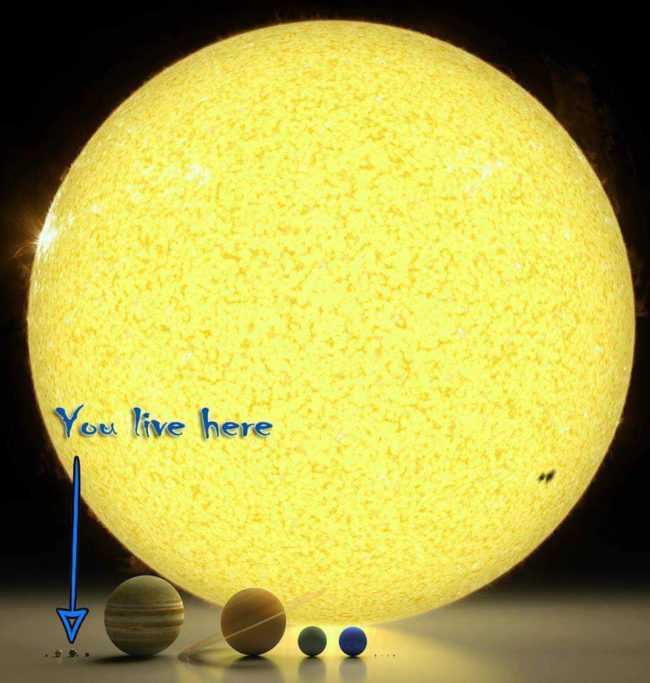 ChrisGreyen's tweet photo. A little reminder how big the sun is and how small our planet actually is https://t.co/dc2mJnOyOD