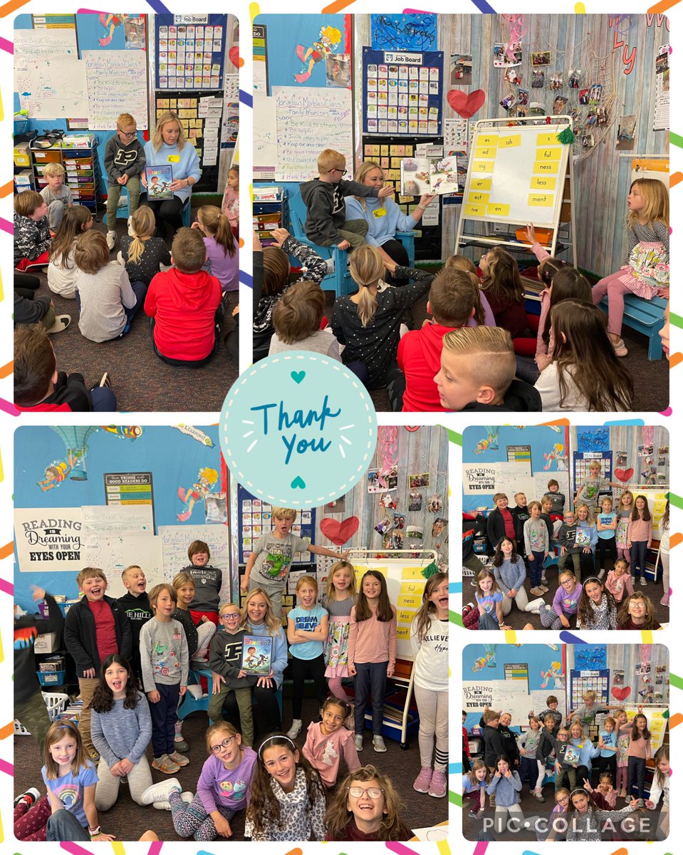 Thank you ⁦<a href="/MelissaLKennedy/">Melissa Kennedy</a>⁩ for being our wonderful Mystery Reader! We loved the turns and twists!💙🍒❤️📚