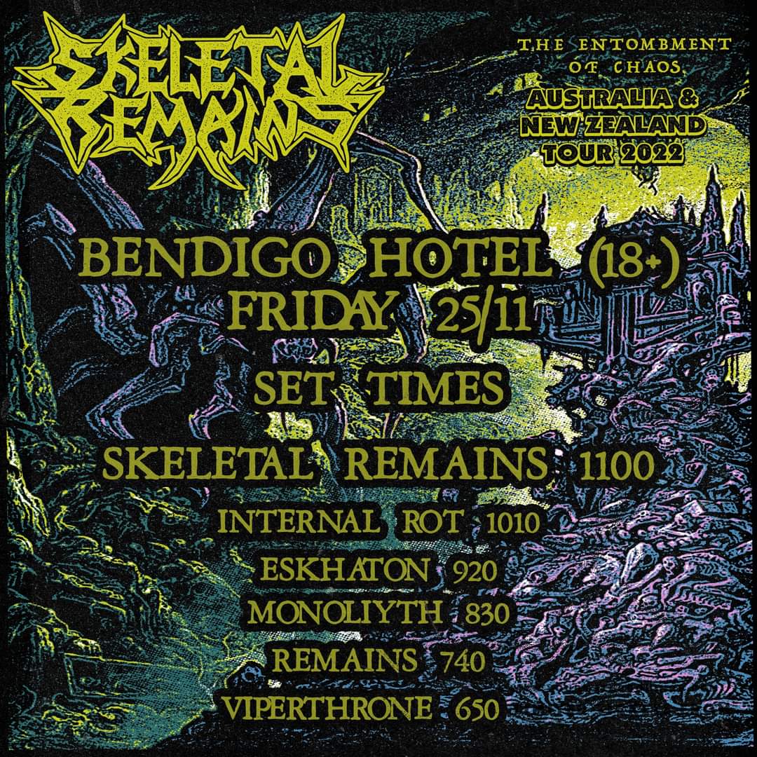Viper_Throne's tweet photo. Set times for #Friday are out, we're on nice and early so come on down for an long night of crushing death metal!

TIX: https://t.co/Mh26GGEtDX

#music #metal #deathmetal #blackmetal #thrashmetal #extrememetal #aussiemetal #riffs #gig https://t.co/TxXS3pX0Kk