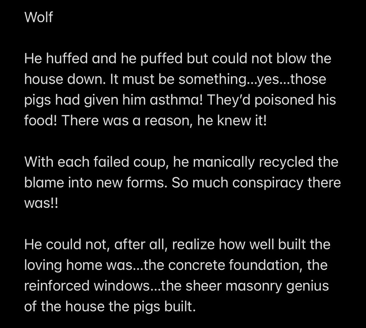 ReNanofiction's tweet photo. #nanofiction #wolf #threelittlepigs #red #blue #politics https://t.co/4iHRLLtIWJ