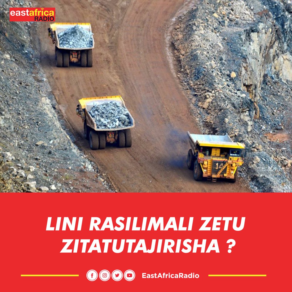 earadiofm's tweet photo. Lini Rasilimali Zetu zitatutajirisha kama Taifa?

Maoni yako yatasomwa kwenye #SupaBreakfast ya #EastAfricaRadio 

Cc @evansbukuku @bobbymongi @clugoe https://t.co/emJhZJ12X2