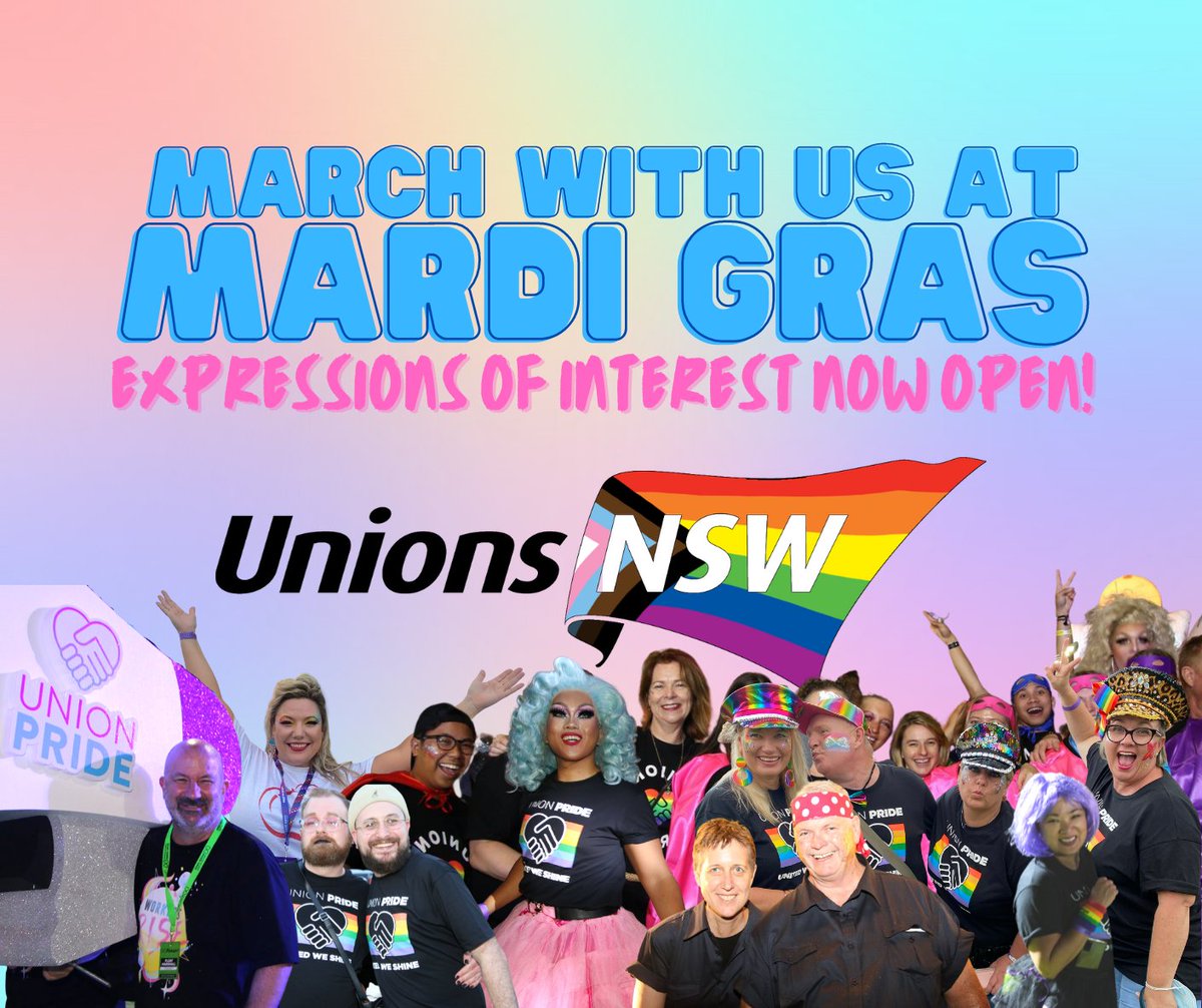 UnionPrideNSW's tweet photo. Want to march with us at Mardi Gras as part of Sydney WorldPride 2023?

Register your interest to join us!
https://t.co/zfAx1OV9MM https://t.co/nnLGLl9MGe