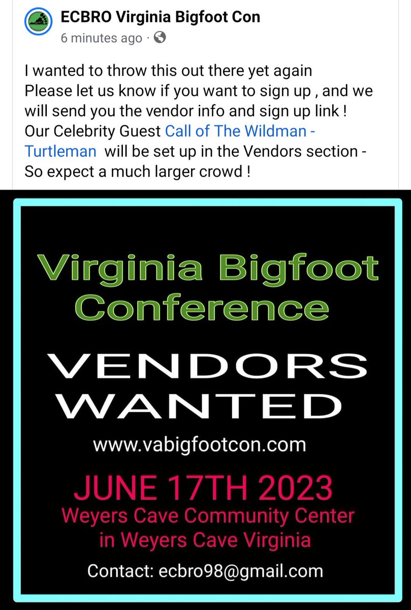 #Vendors @RoanokeVirginia  #VendorsWanted #Cryptids #Bigfoot
