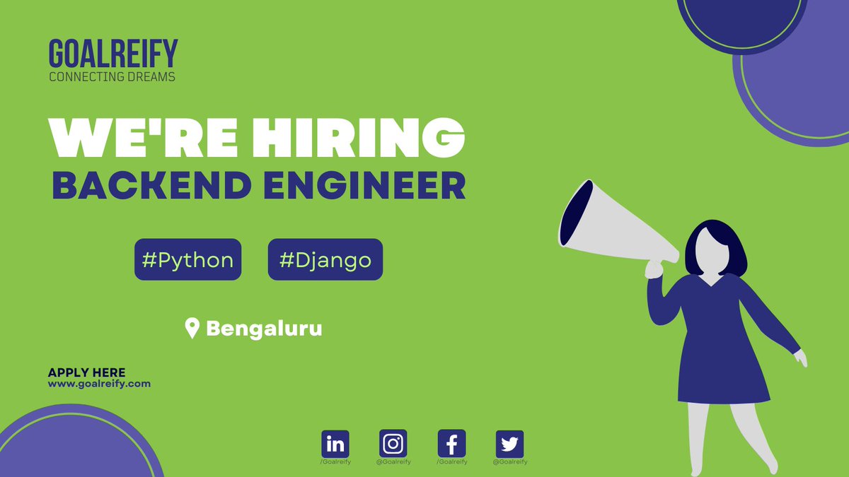 goalreify's tweet photo. We are #hiring #SeniorBackendDeveloper in #bengaluru location . You must have Expertise in #Python , #Django , and #restapis.

#goalreify #gamingindustry #gamingcommunity #developer #backend #backendengineer #backenddeveloper #backenddevelopment #pythonprogramming #api #restapi https://t.co/p8vnCa1RQj