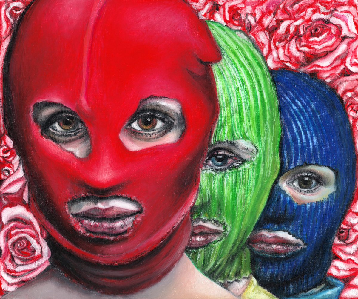 Pussy Riot~ 
#pussyriot #postost #betweenwestandeast #oilpastel #artwork #finished #newwork #rosespattern #pattern #girlspower #art #femaleartist #galery #eastgirlsproject #drawing #painting @pussyriot @mirijam_verena_jeremic