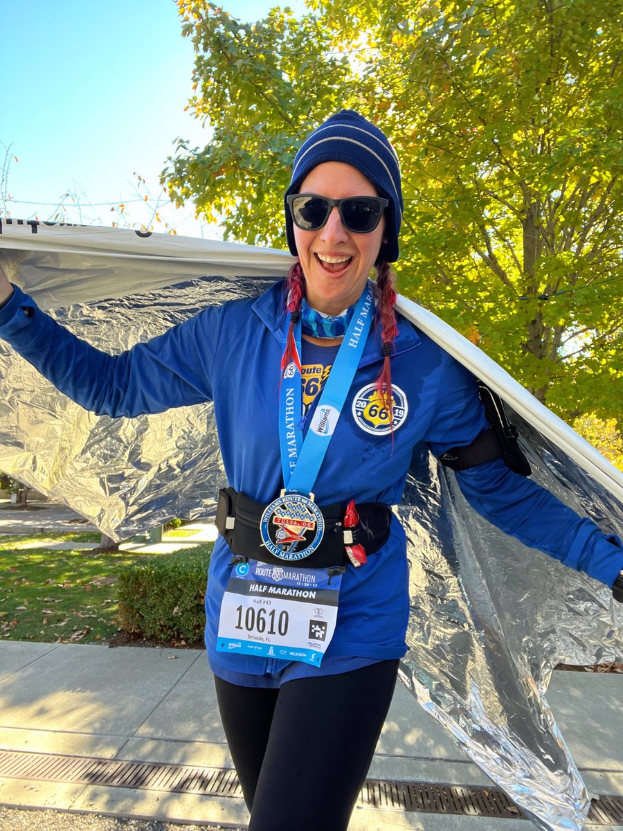 KateMalo2's tweet photo. 2:15:11 for a new PR and my 43rd half marathon at the @route66marathon!🚗❤️👟I cannot say enough good things about this race. It was one of my favorite half marathons that I’ve ever ran! The course was hard, hilly, but so beautiful! Now it’s time to celebrate! 🥳 https://t.co/1qVEzVVxfo