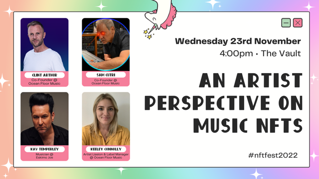 MassiveFanHQ's tweet photo. @NFTFestAus week is here! 

Come join us Wednesday for a panel about NFTs and how they're going to change the game for musicians &amp; the music industry.

Looking forward to meeting you all there 🔥

On the panel: @Keelswithefeels, @ClintOFM, @Sam_OFM and @KavTemperley 

#NFTFestAus https://t.co/vUP6T6tB8g