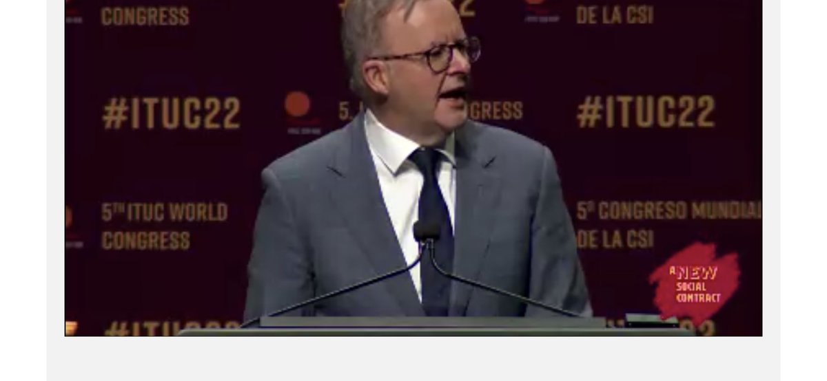 YlitaloJaana's tweet photo. #ITUC’n maailmankongressin viidennen päivän avasi Australian  pääministeri Anthony Albanese. Huikeassa puheessaan @AlboMP_ totesi, että ammattiyhdistysliikkeen arvot tulisi kaikkien ihmisten jakaa universaalista. #ITUC22 @duunarit @pamliitto https://t.co/lXr5UbLUBu