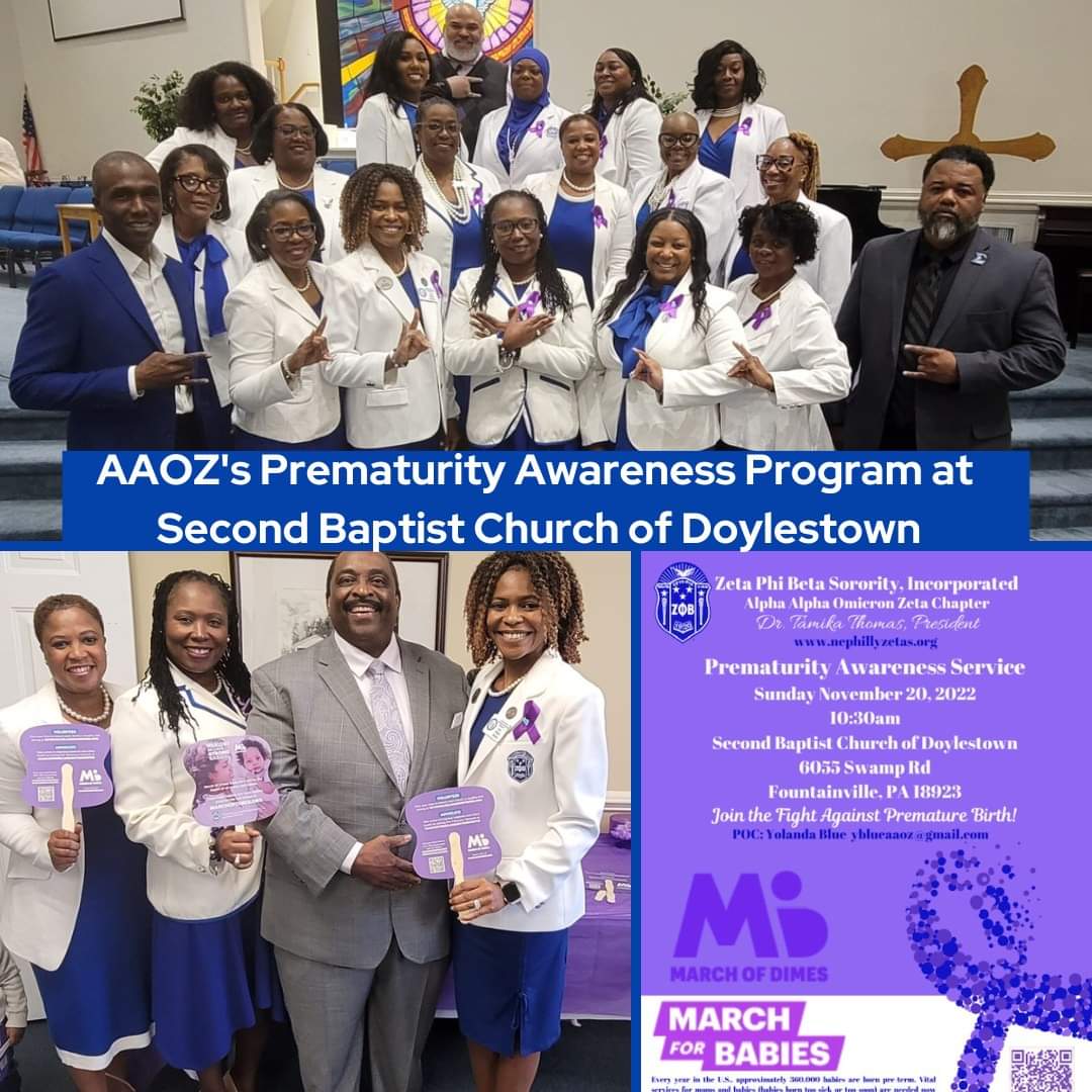 Thank you to all that attended our Prematurity Awareness Program at Second Baptist Church of Doylestown. Donate here:
marchforbabies.org/team/NEPHILLYZ…
#MOD #ZPhiB #prematurity  #AAOZ #NEPhillyZetas #BucksZetas  #embracetheextraordinary
#sigmaalphasigma