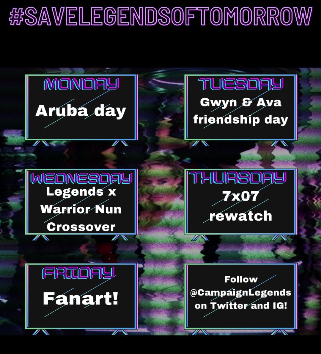New schedule for this week! You can find more details below ⬇️

#SaveLegendsOfTomorrow