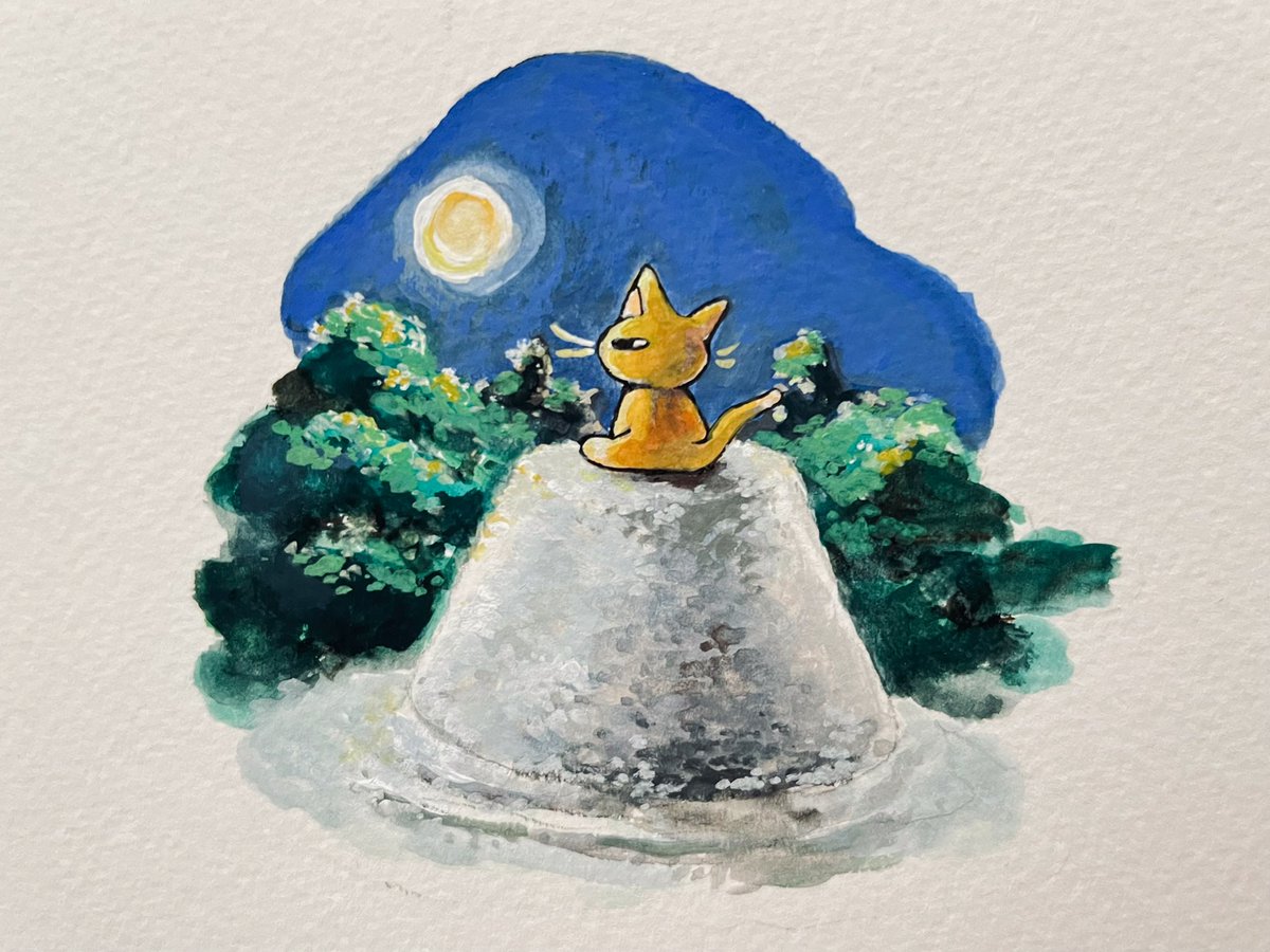 no humans moon pokemon (creature) rock night solo sitting  illustration images